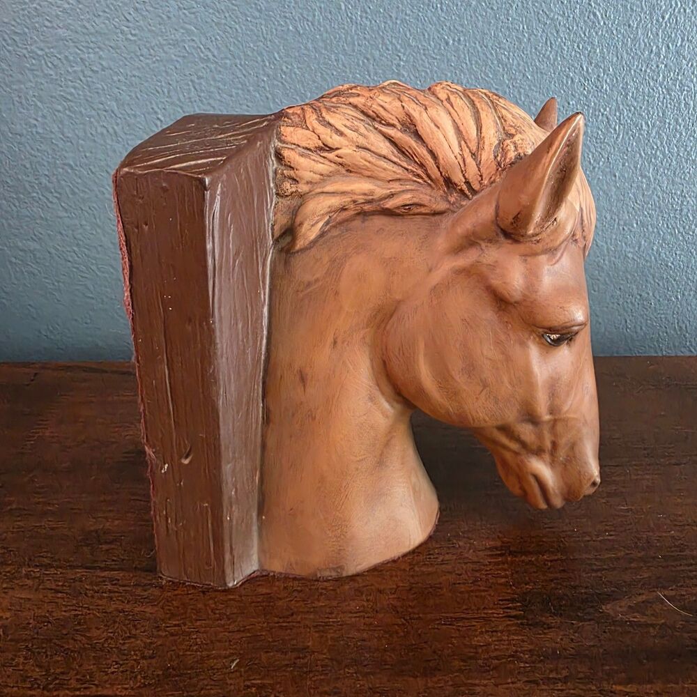 Vintage Ceramic Horse Head Statue Bookend Brown Matte Finish Rustic Equestrian - Picture 5 of 8